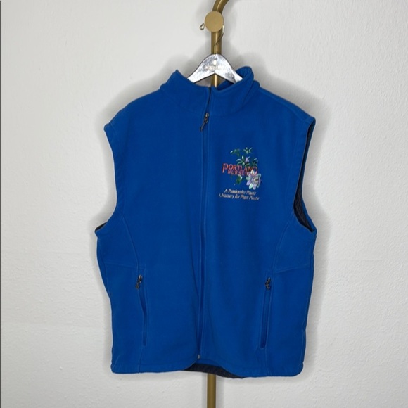 Other - Graphic Garden Nursery Embroidered 2XL Blue Fleece Winter Vest Zip Up Unisex